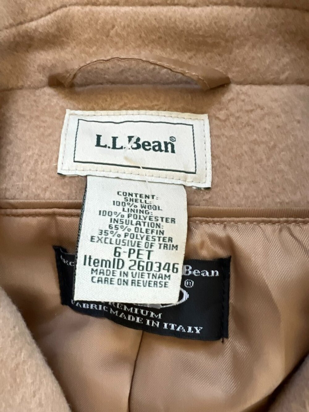 Women's LLBean Classic Lambswool Polo Coat, Three-Quarter Length - Picture 4 of 4